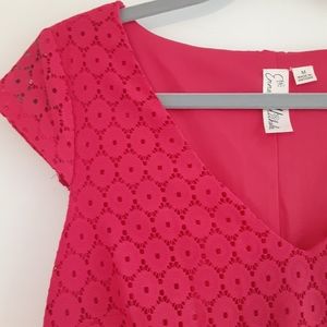 Emma and Michele Hot Pink Eyelet Dress Size medium
